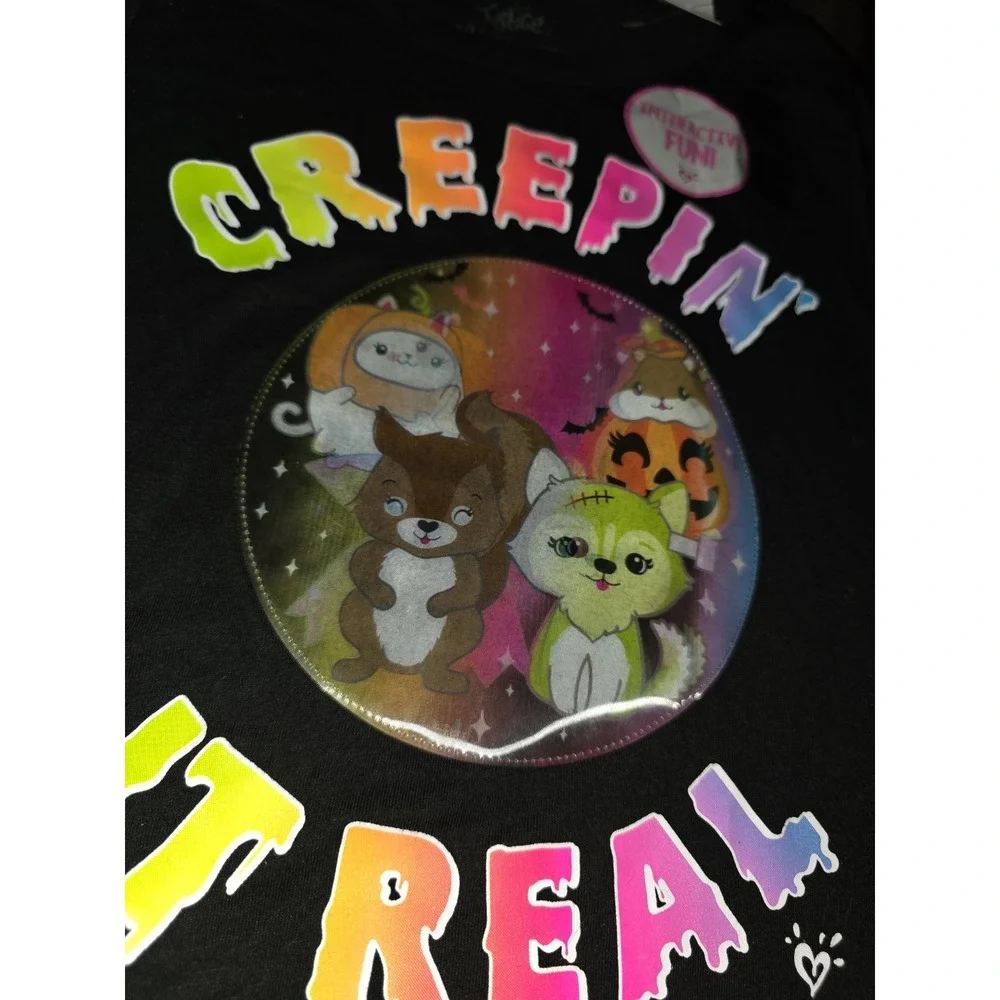 Justice fall autumn Halloween creepin it real character shirt size 10 nwt